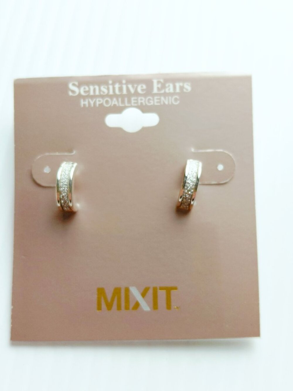 Mixit Silver Tone Rhinestone Open Hoop Earrings Hypoallergenic Fashion Jewelry